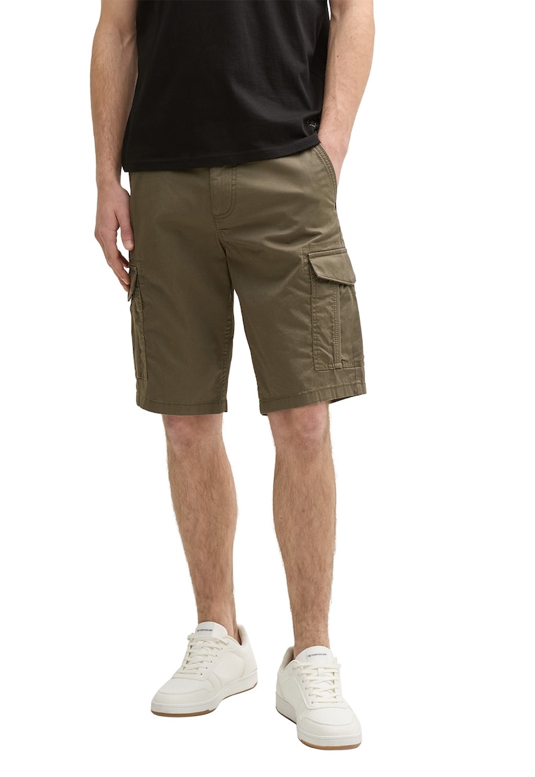 Bermude cargo cu talie medie - Verde masliniu