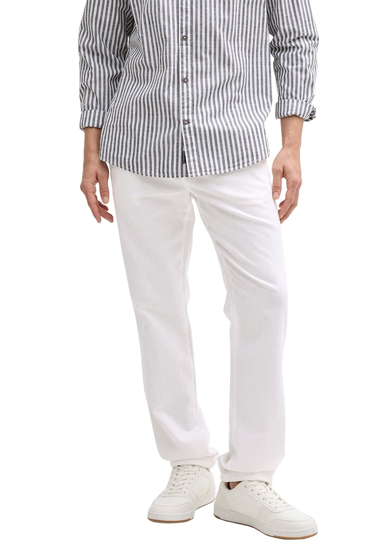 Pantaloni din amestec de in cu snur