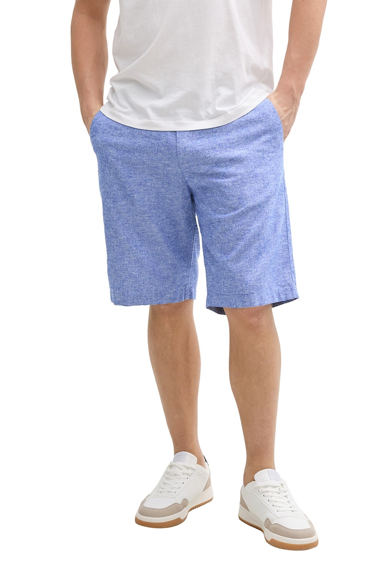 Pantaloni scurti lejeri din amestec de in - Albastru deschis