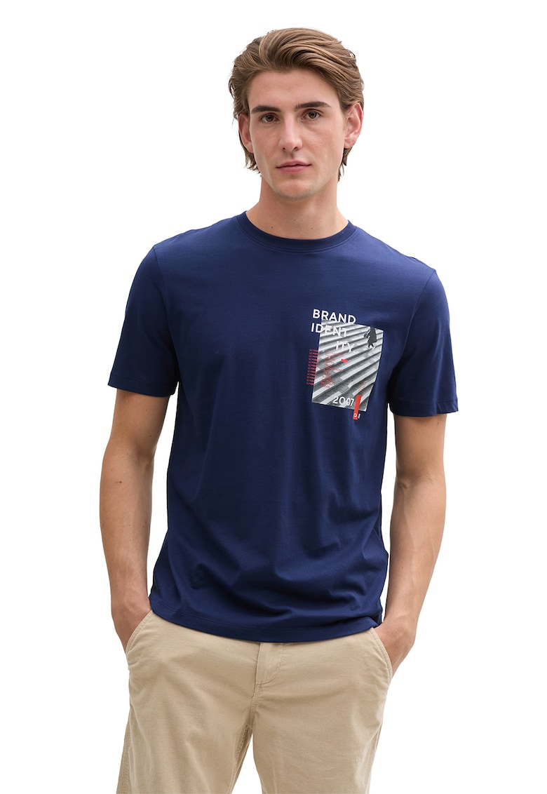 Tricou de bumbac cu imprimeu - Albastru inchis