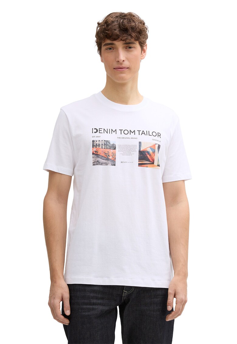 Tricou de bumbac cu logo - Alb