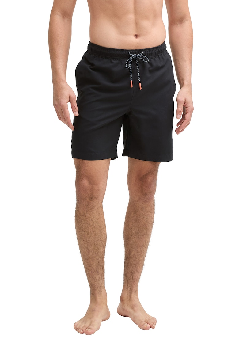 Pantaloni scurti de baie cu snur de ajustare - Negru