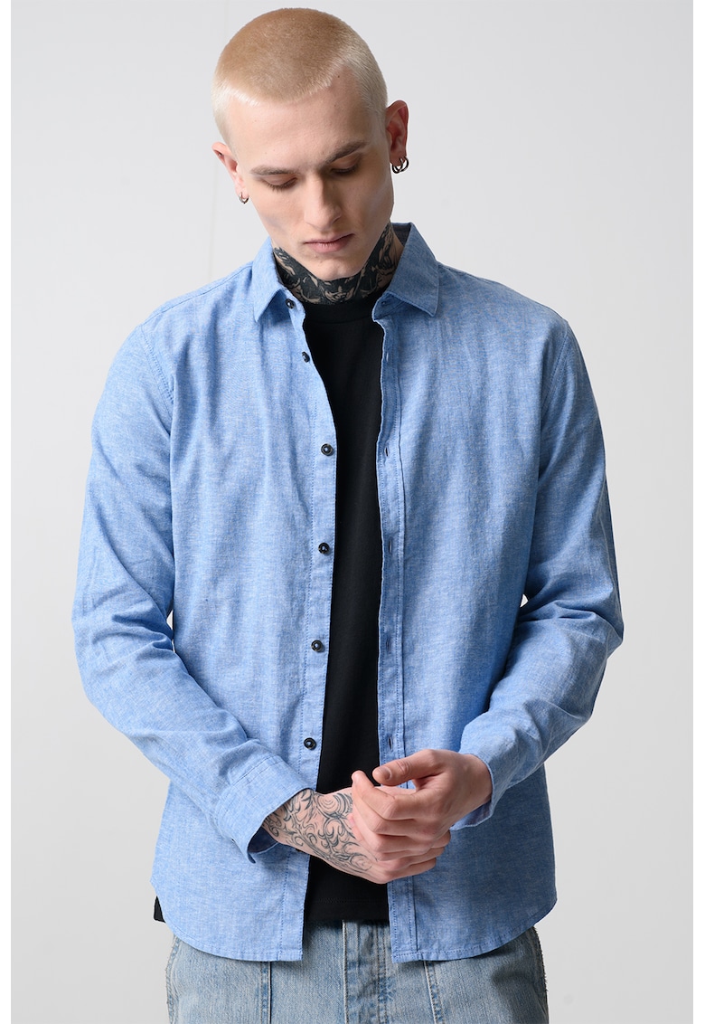 Camasa din amestec de in cu guler ascutit Camasa din amestec de in cu guler ascutit