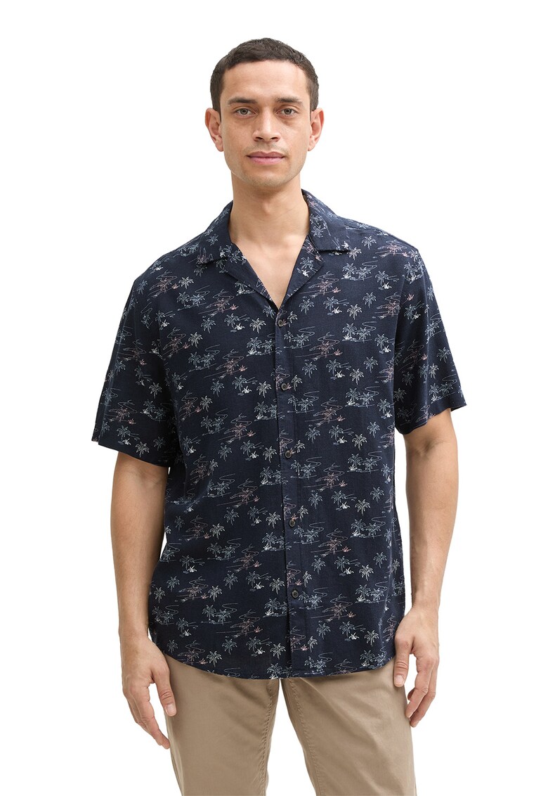 Camasa din amestec de in cu maneci scurte