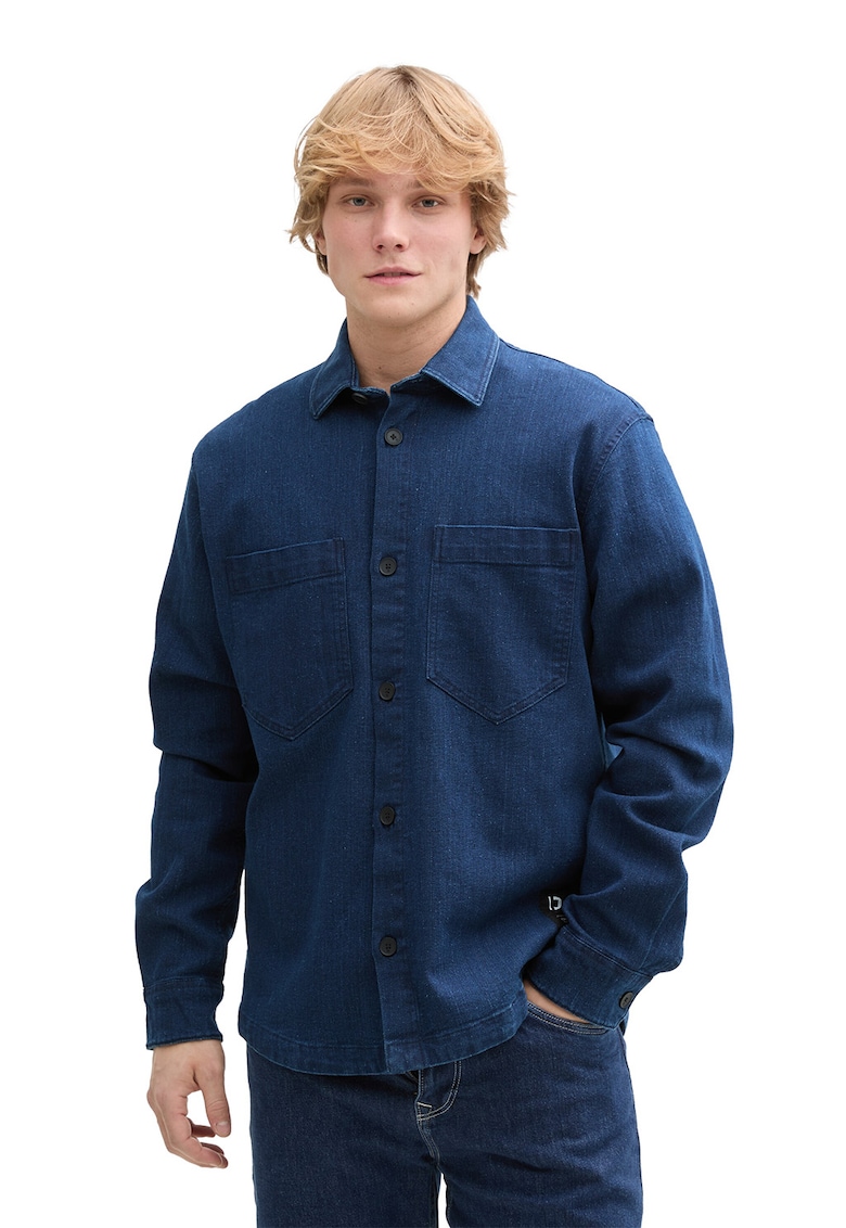 Jacheta-camasa din denim cu buzunare pe piept