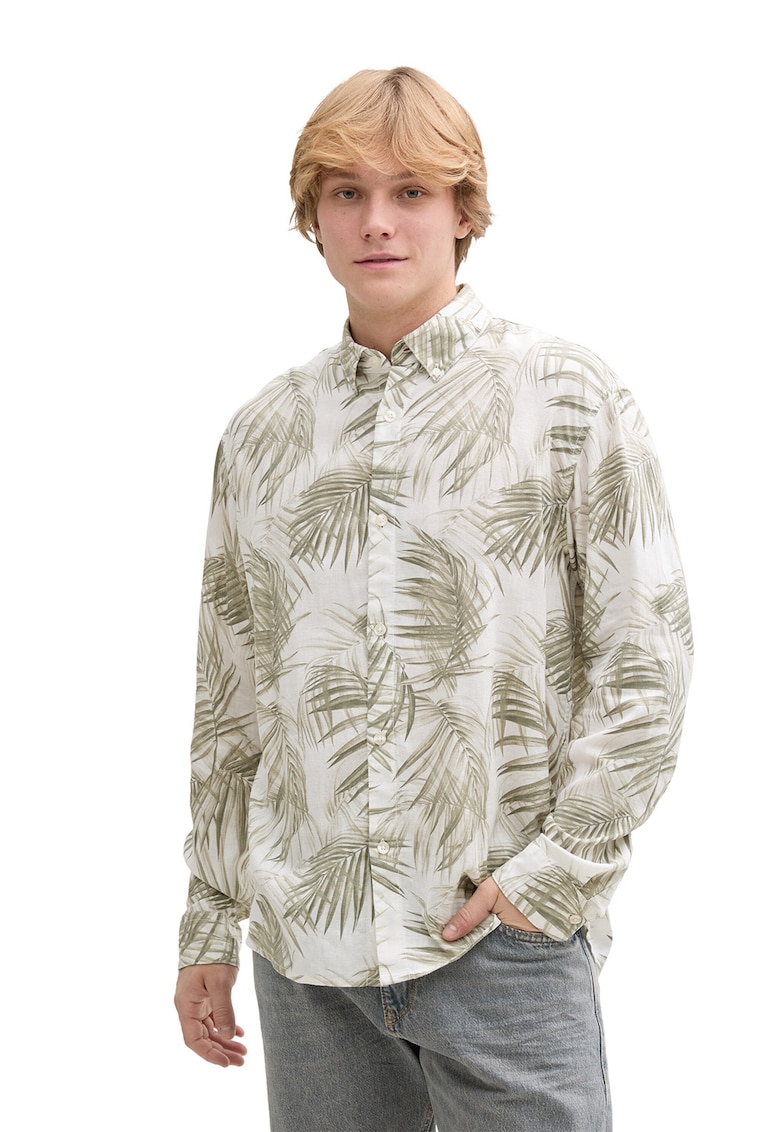 Camasa din amestec de in cu model tropical