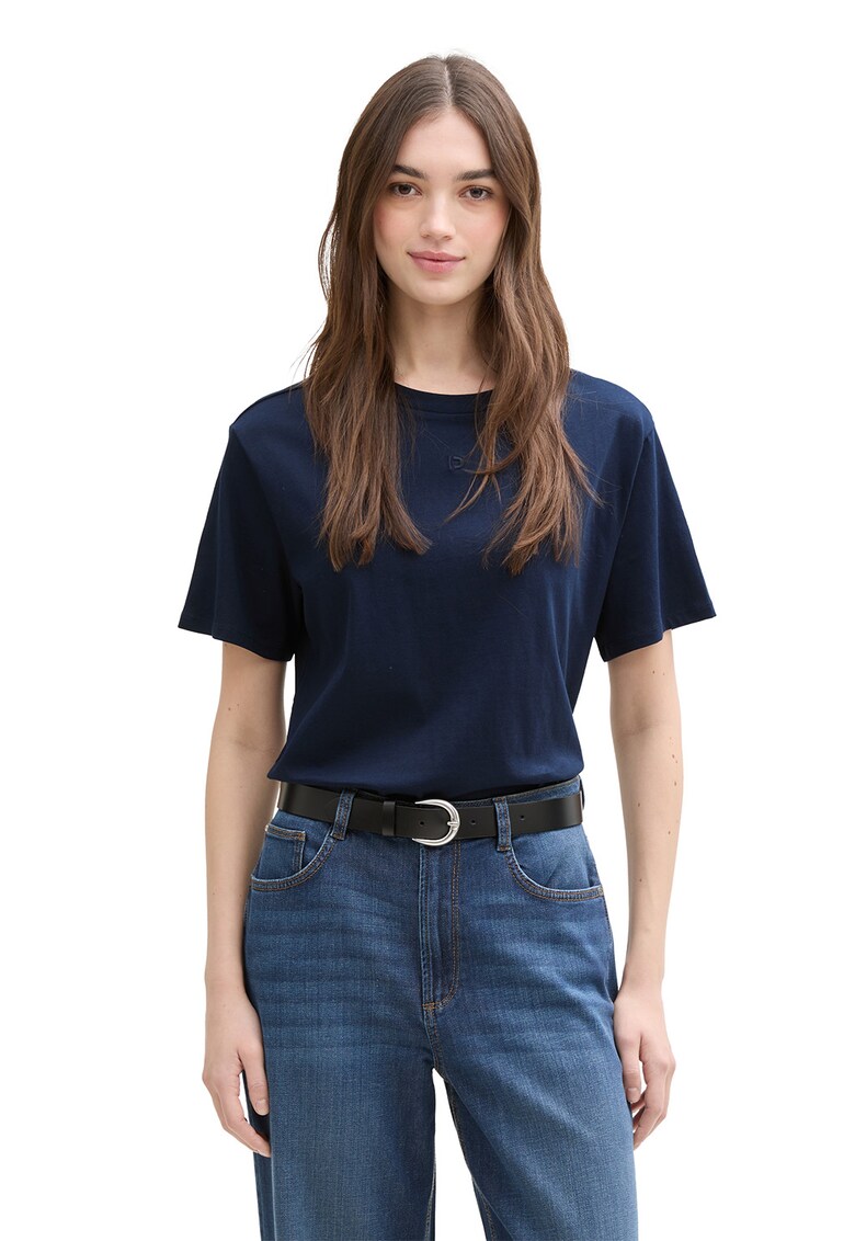 Tricou cu maneci cazute si decolteu la baza gatului - Bleumarin