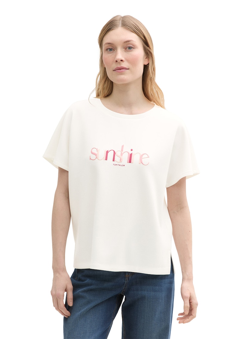 Tricou lejer din amestec de modal cu imprimeu text