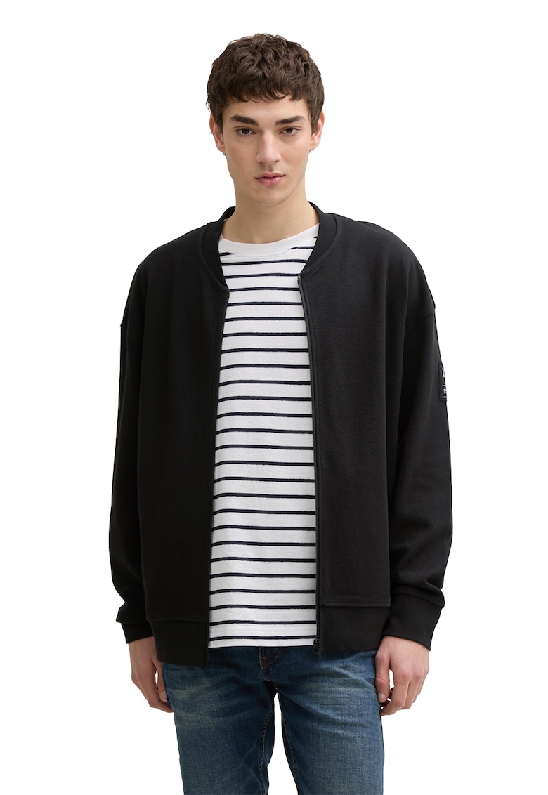 Bluza de trening cu guler baseball - maneci cazute si fermoar