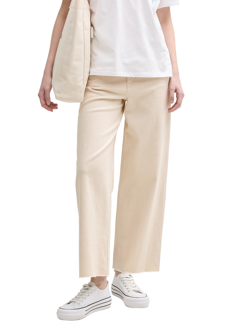 Pantaloni crop cu croiala ampla - Bej