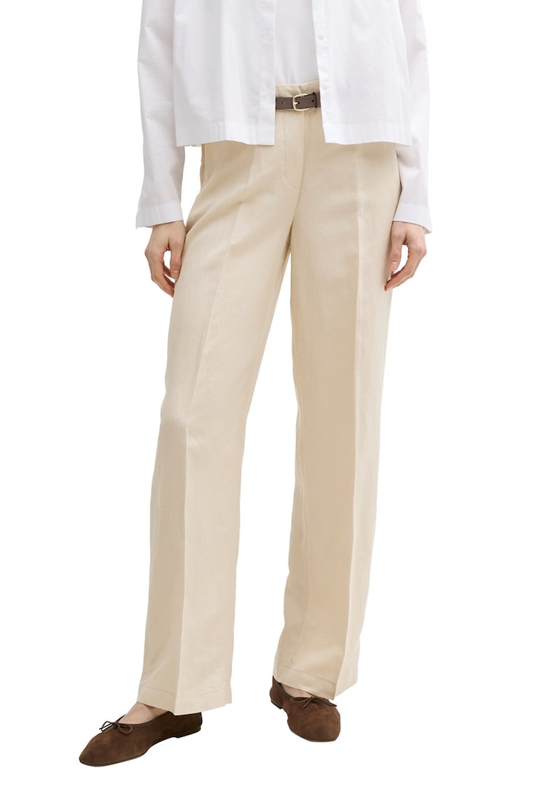 Pantaloni din amestec de in cu pliuri
