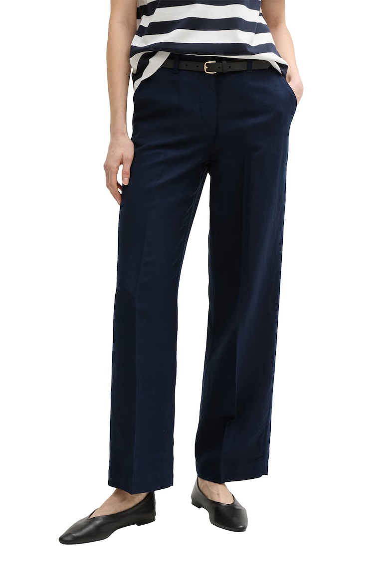 Pantaloni din amestec de in cu pliuri