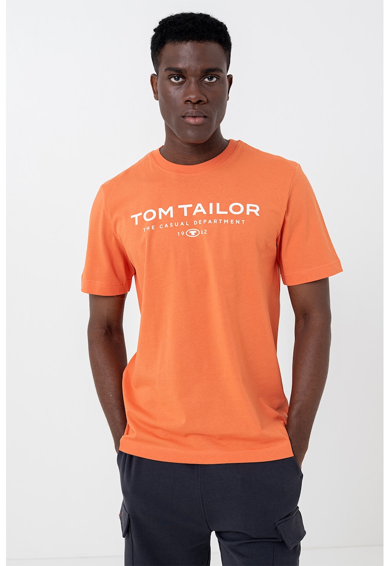 Tricou de bumbac cu imprimeu logo - Portocaliu mandarina