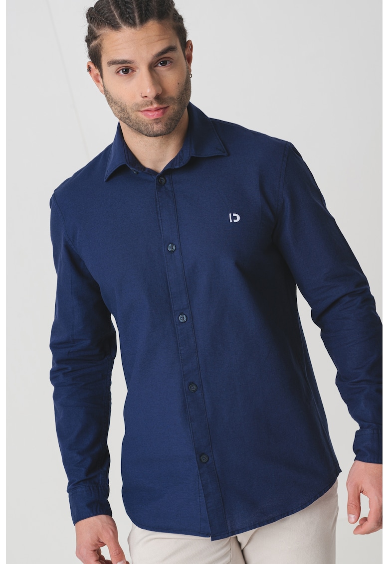 Camasa de bumbac cu guler ascutit - Bleumarin