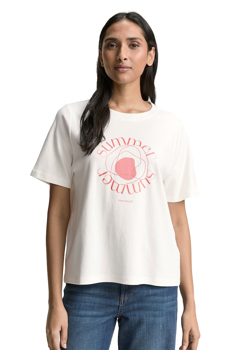 Tricou din amestec de bumbac organic cu model in dungi