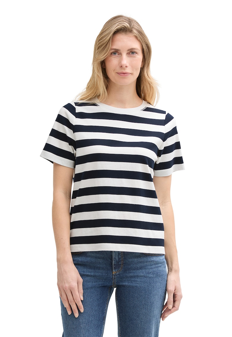 Tricou din amestec de bumbac organic cu model in dungi