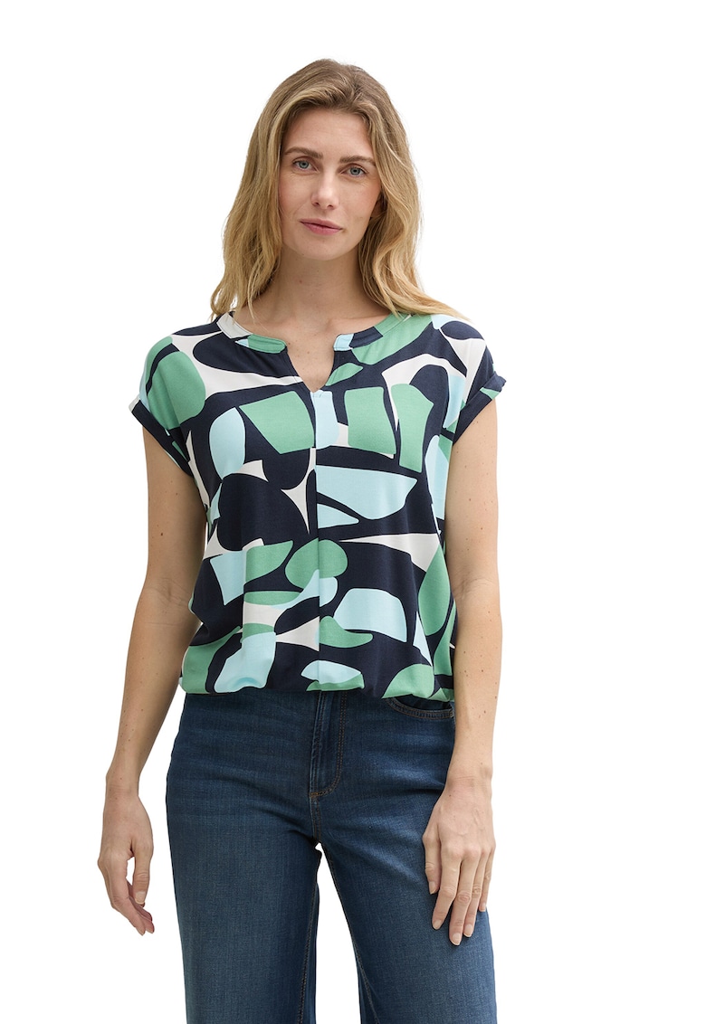 Bluza cu maneci scurte si model geometric