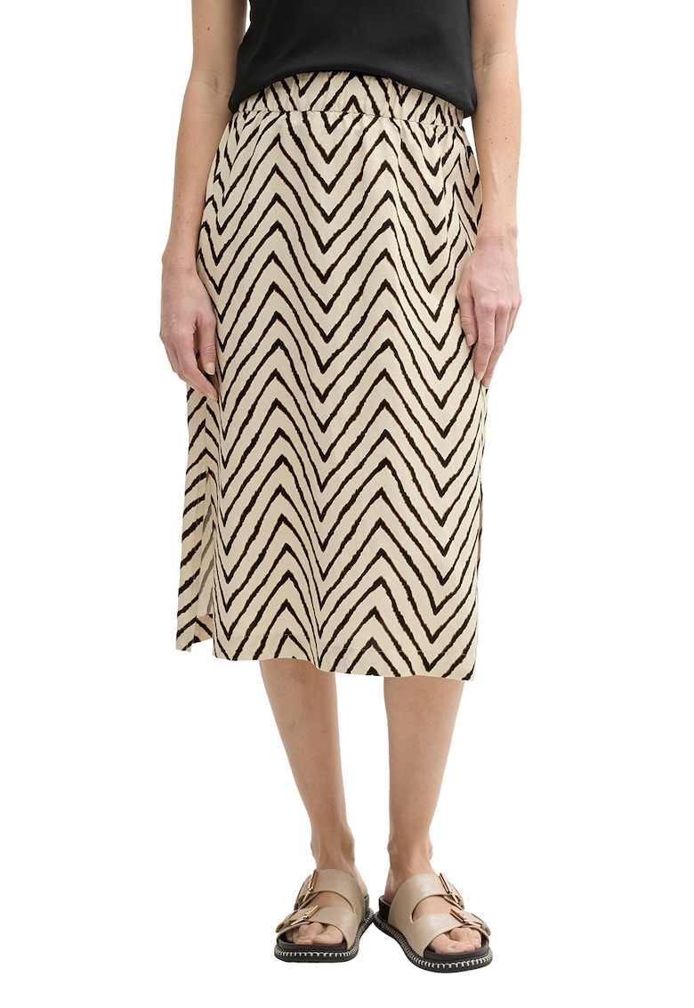 Fusta midi cu imprimeu si slituri laterale