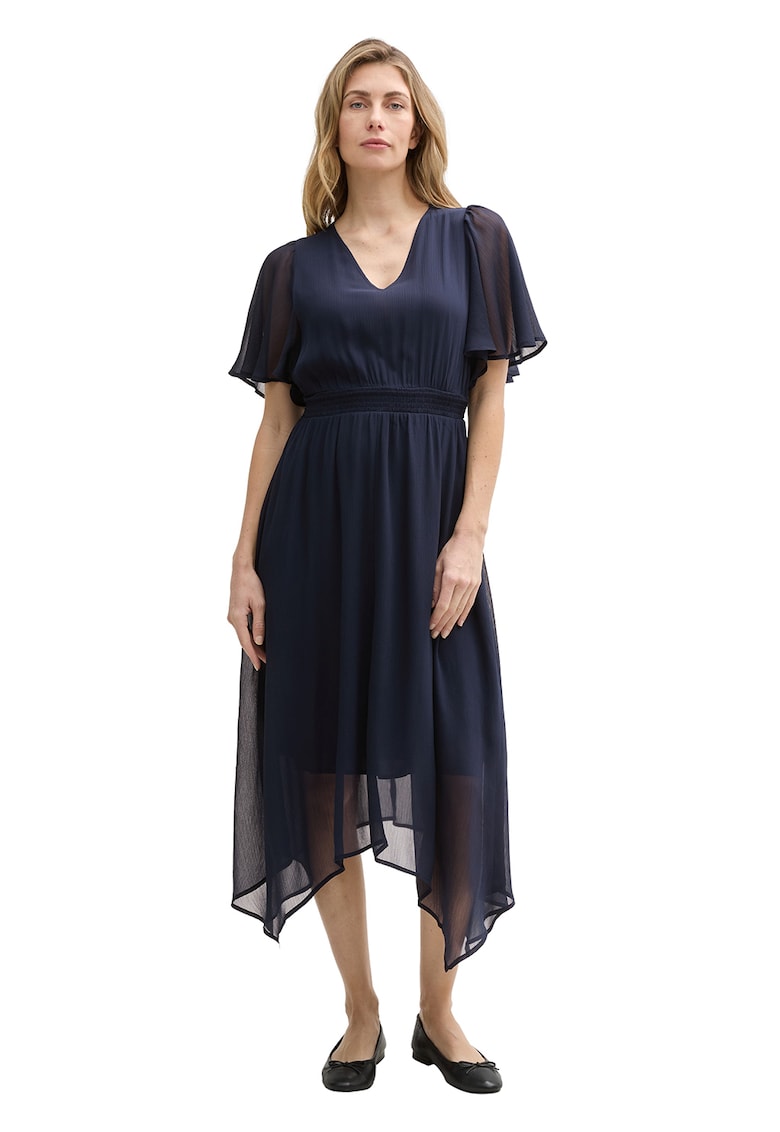 Rochie midi de sifon cu maneci butterfly