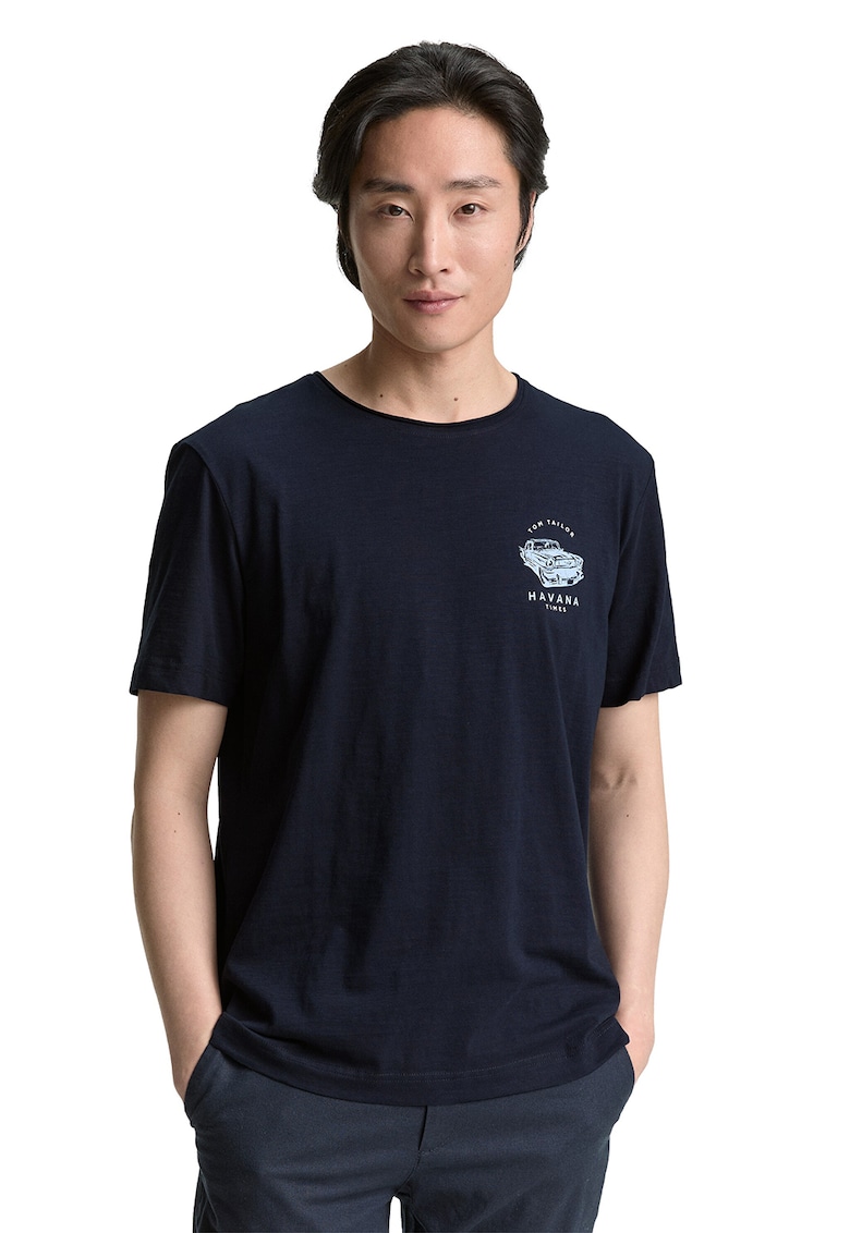 Tricou de bumbac cu logo - Albastru ultramarin