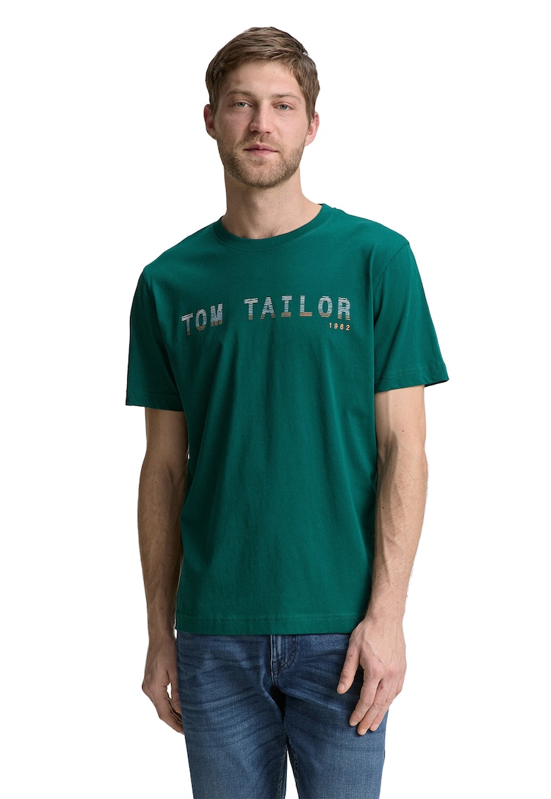 Tricou regular fit cu logo - Verde englez