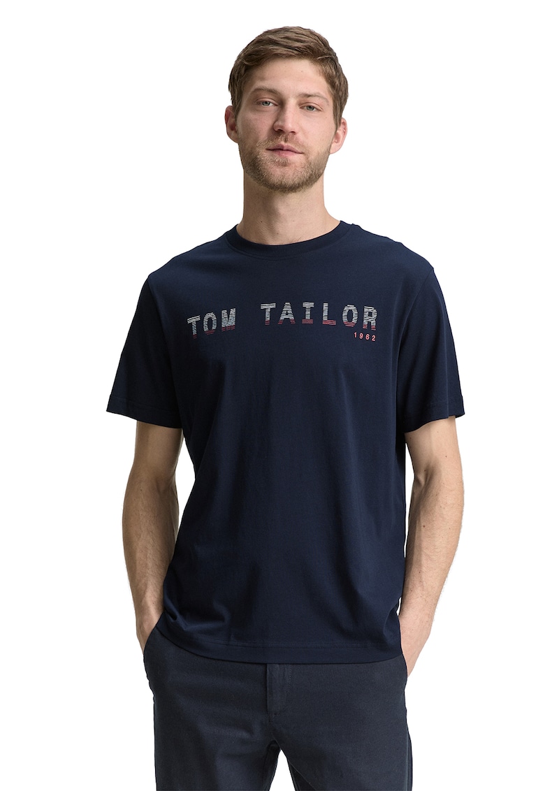 Tricou regular fit cu logo - Bleumarin