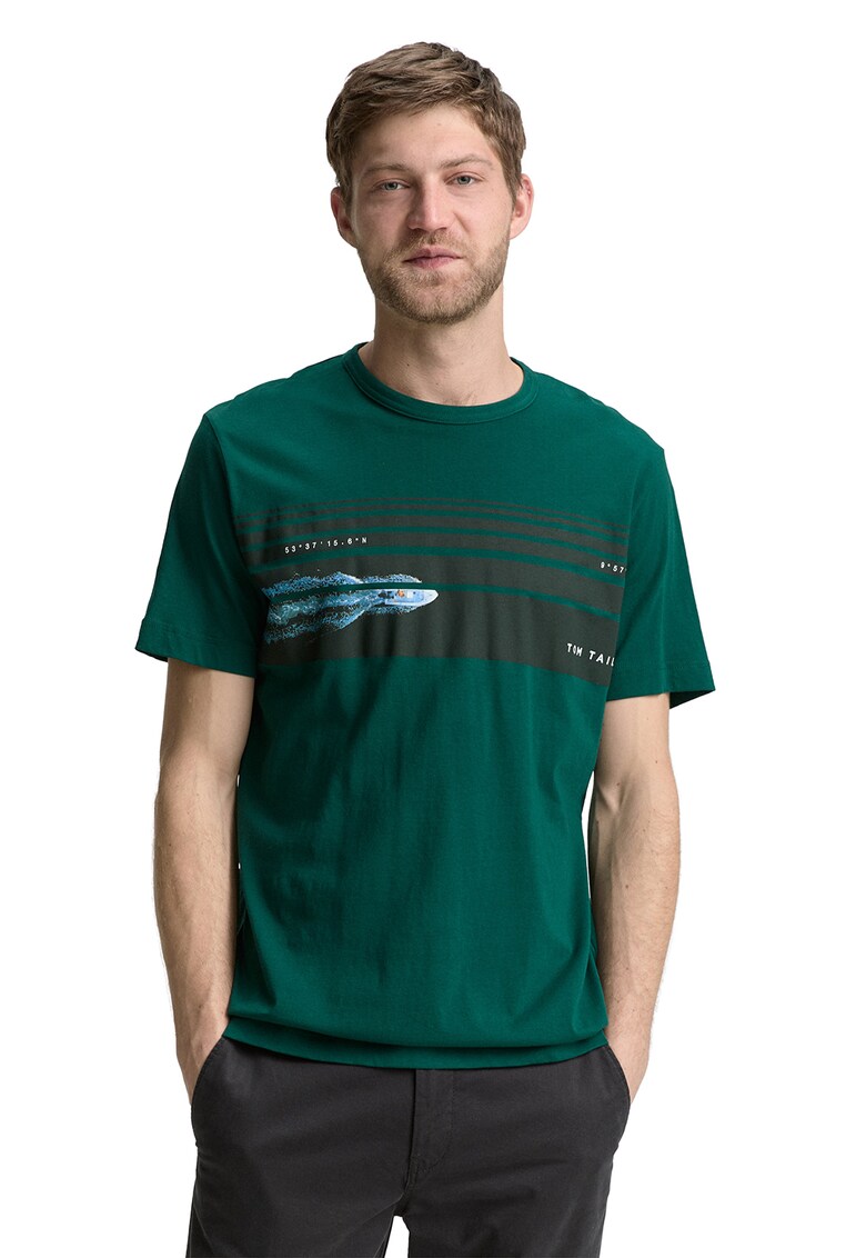 Tricou regular fit cu logo - Verde englez