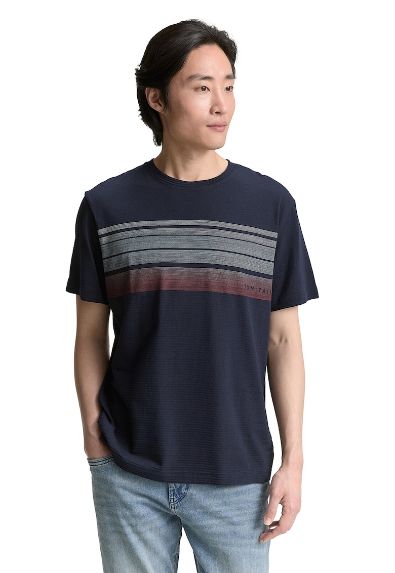 Tricou regular fit cu logo - Bleumarin