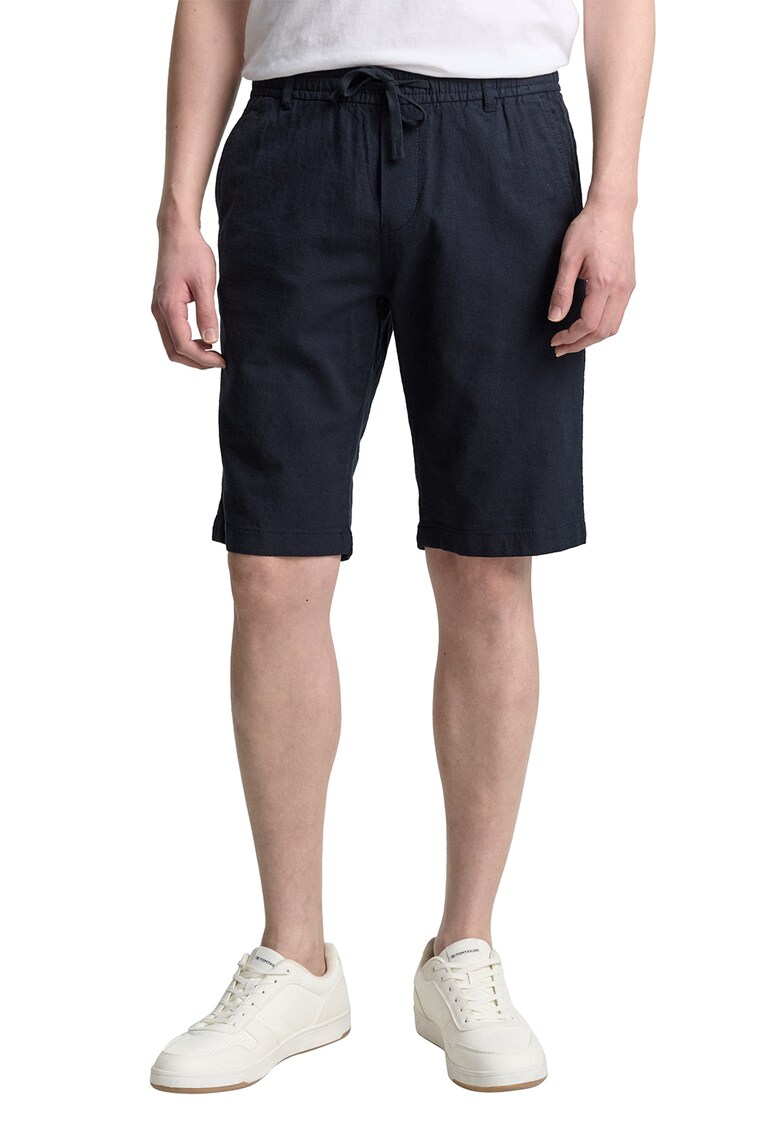 Bermude regular fit din amestec de in - Albastru ultramarin