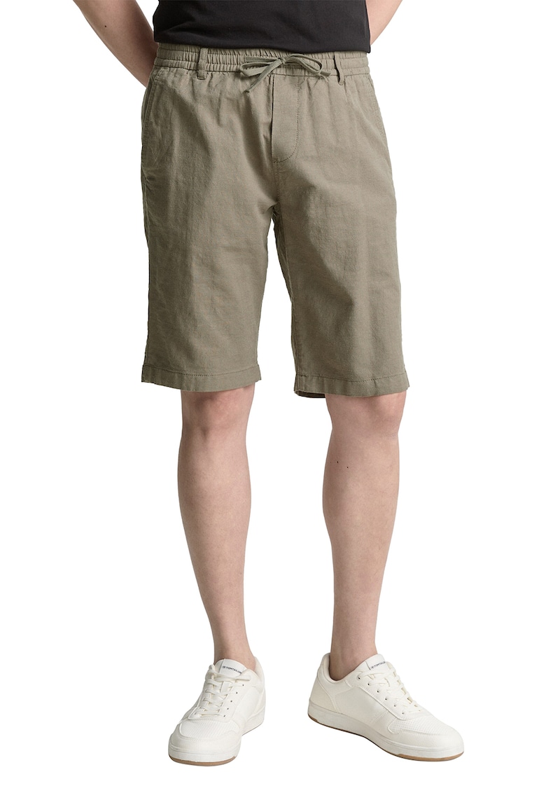 Bermude regular fit din amestec de in - Kaki