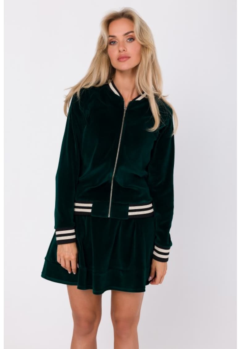 Bluza din catifea cu mansete decorative -