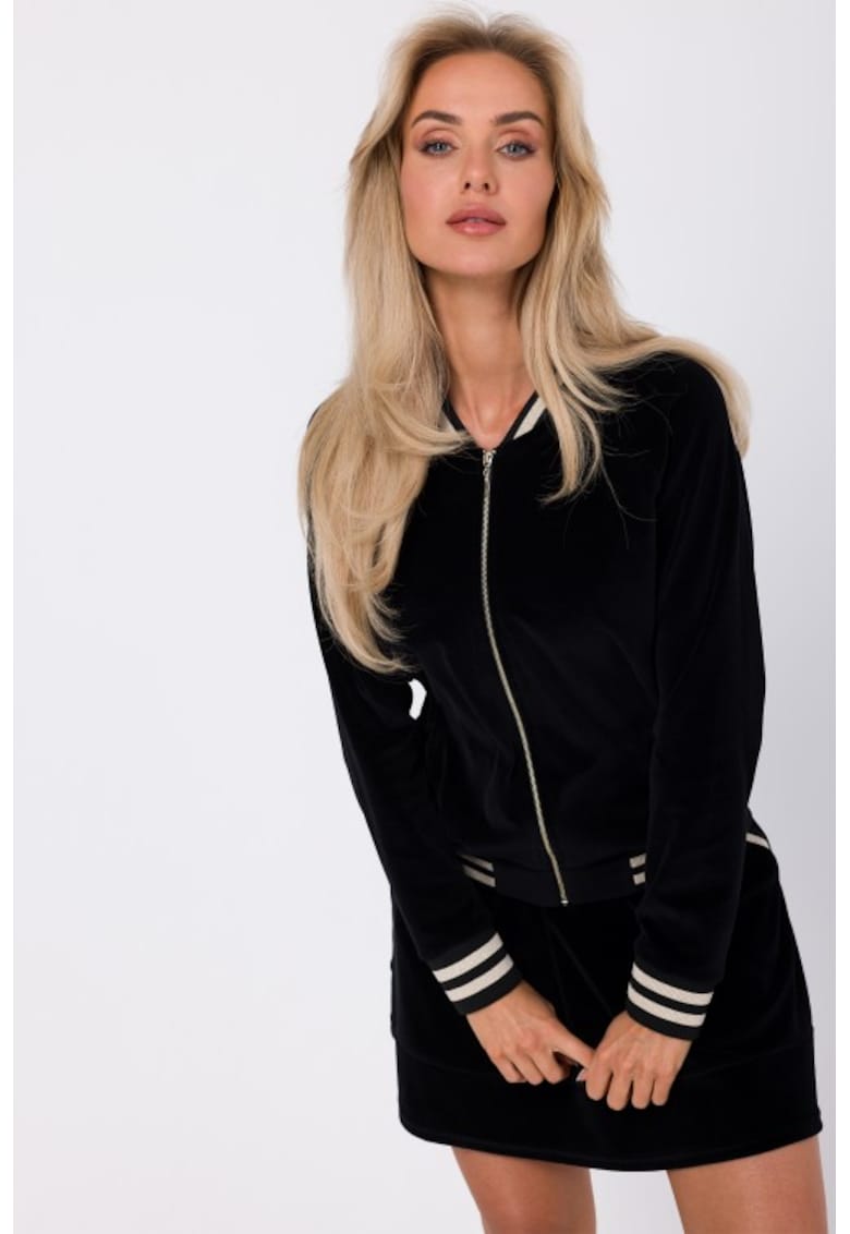 Bluza din catifea cu mansete decorative -