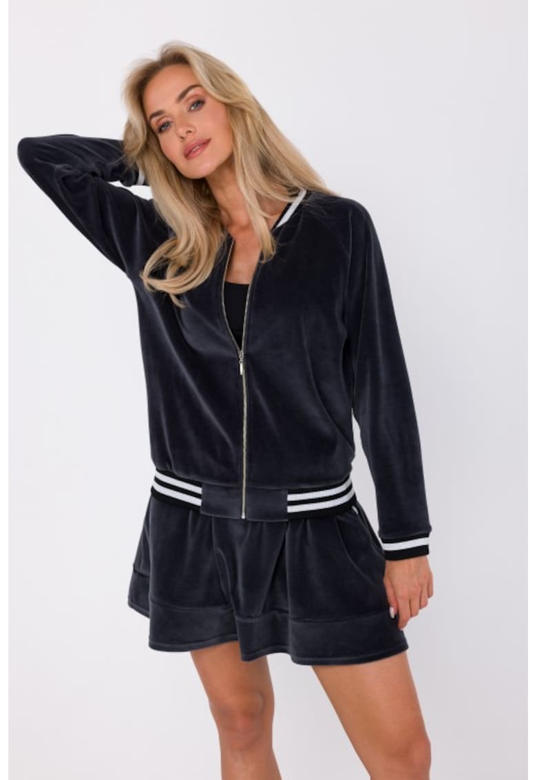 Bluza din catifea cu mansete decorative -