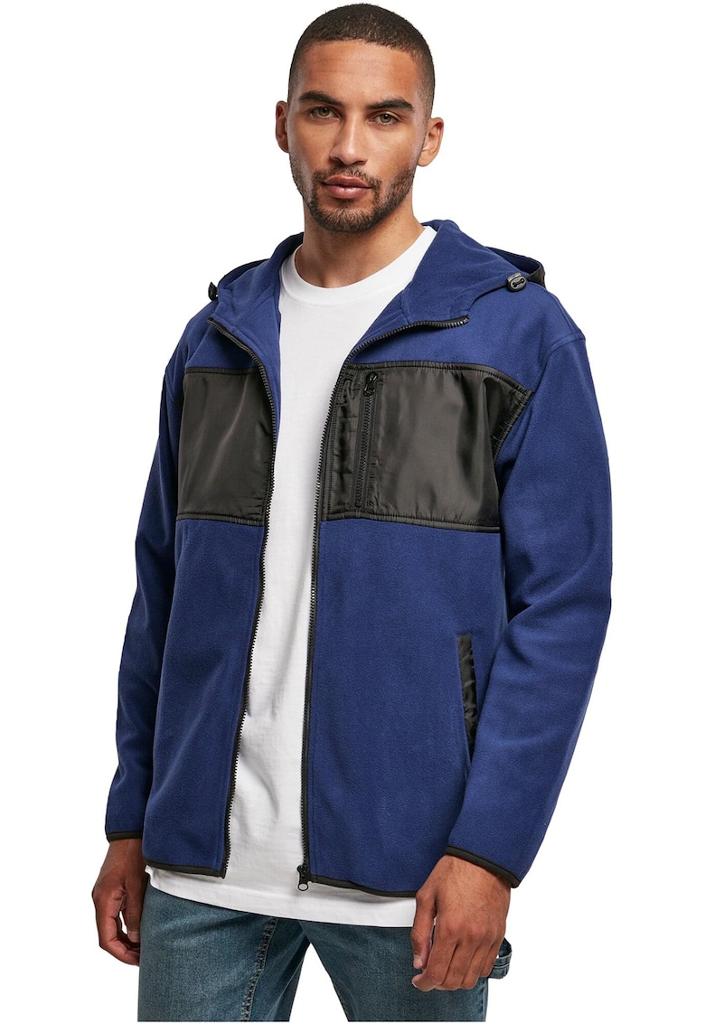 Geaca cu aspect de fleece - Negru/Albastru inchis