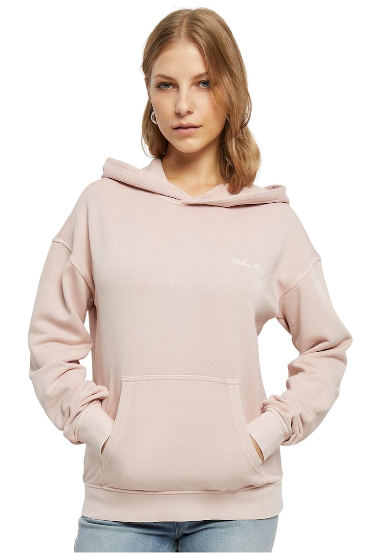 Hanorac de bumbac cu buzunar kangaroo - Roz pal