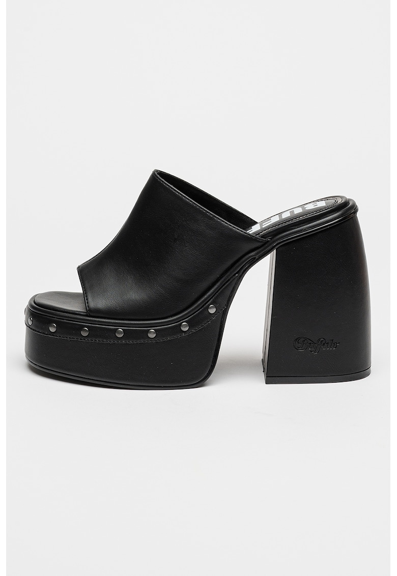 Saboti de piele ecologica Heart - Negru