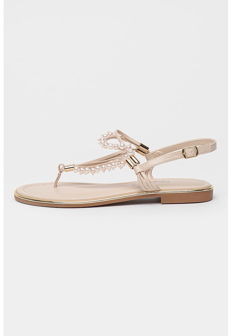 Sandale din piele ecologica cu bareta separatoare la nivelul degetelor Kira