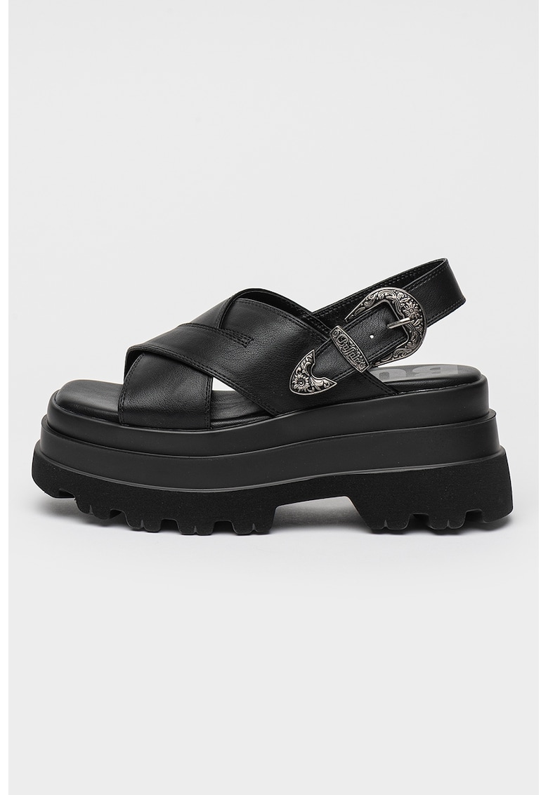 Sandale din piele ecologica cu barete incrucisate Jupiter