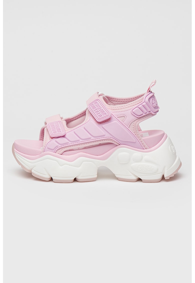 Sandale demi-wedge cu velcro