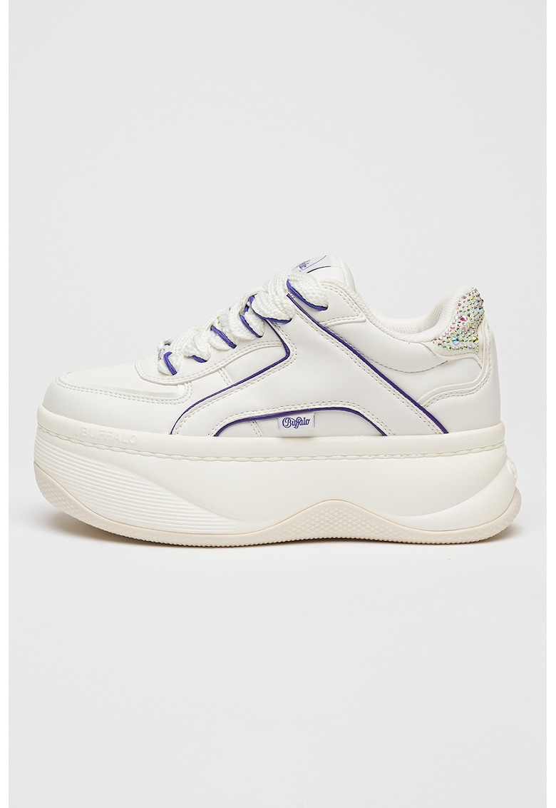 Pantofi sport flatform de piele ecologica cu strasuri