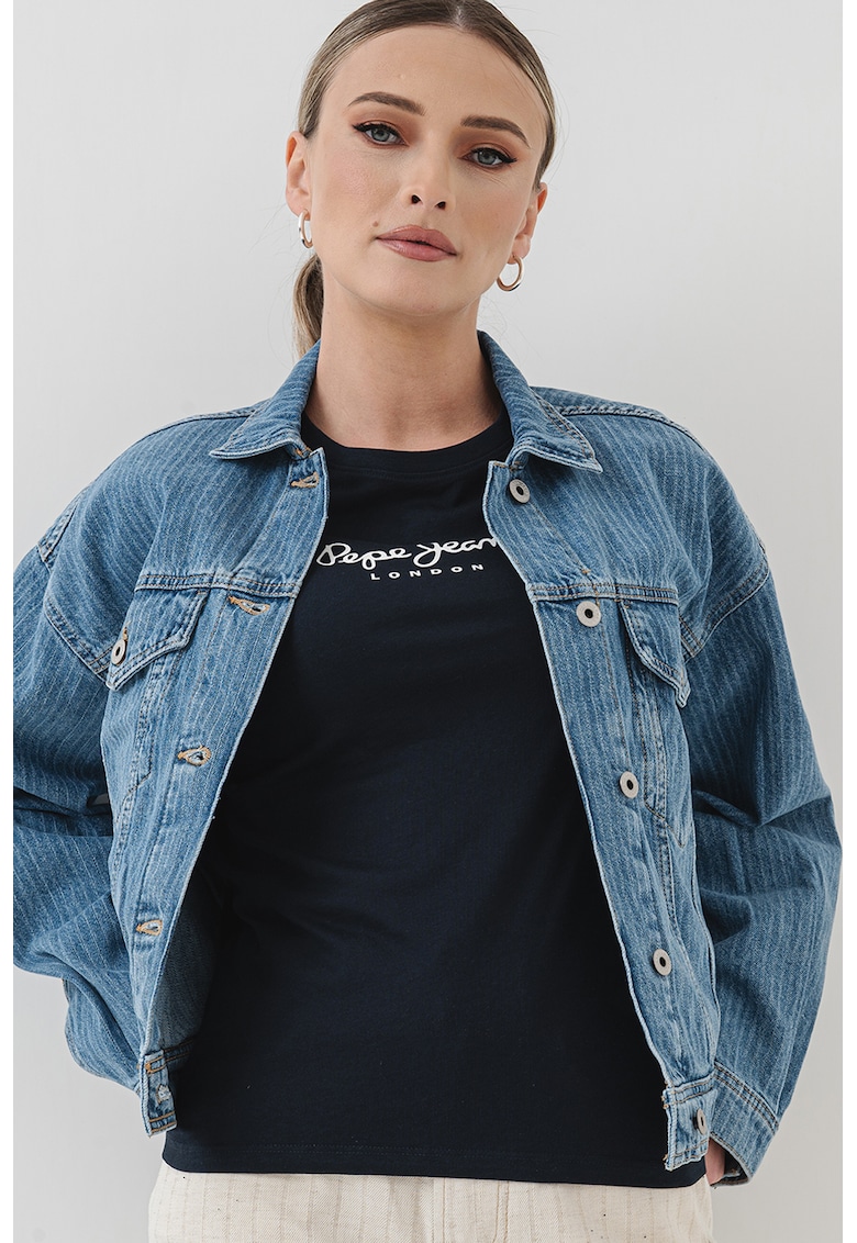 Jacheta crop relaxed fit din denim