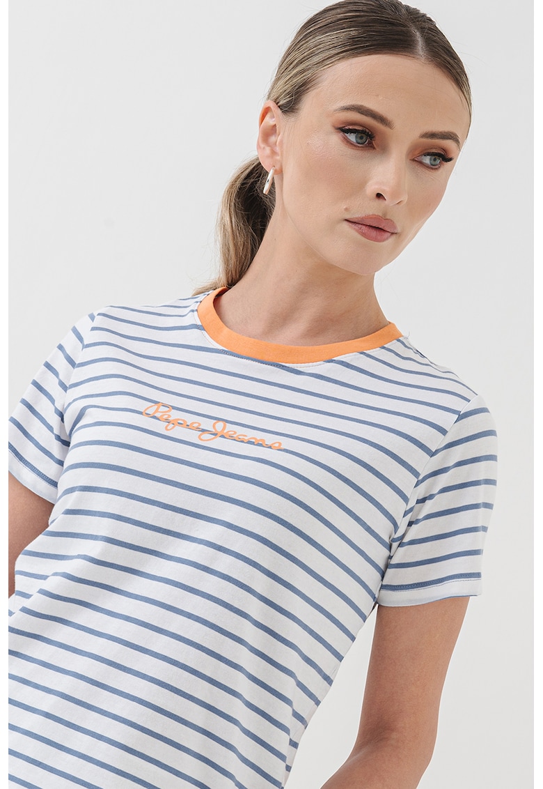 Tricou cu decolteu rotund si model in dungi Tricou cu decolteu rotund si model in dungi