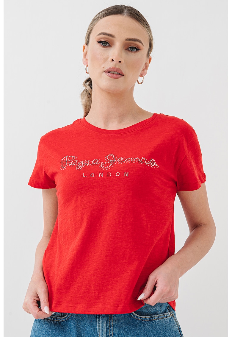 Tricou cu imprimeu logo Ryleigh - Rosu/Argintiu