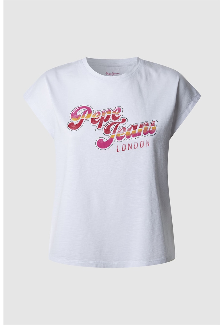 Tricou din bumbac cu imprimeu logo - Rosu/Alb/Roz fandango