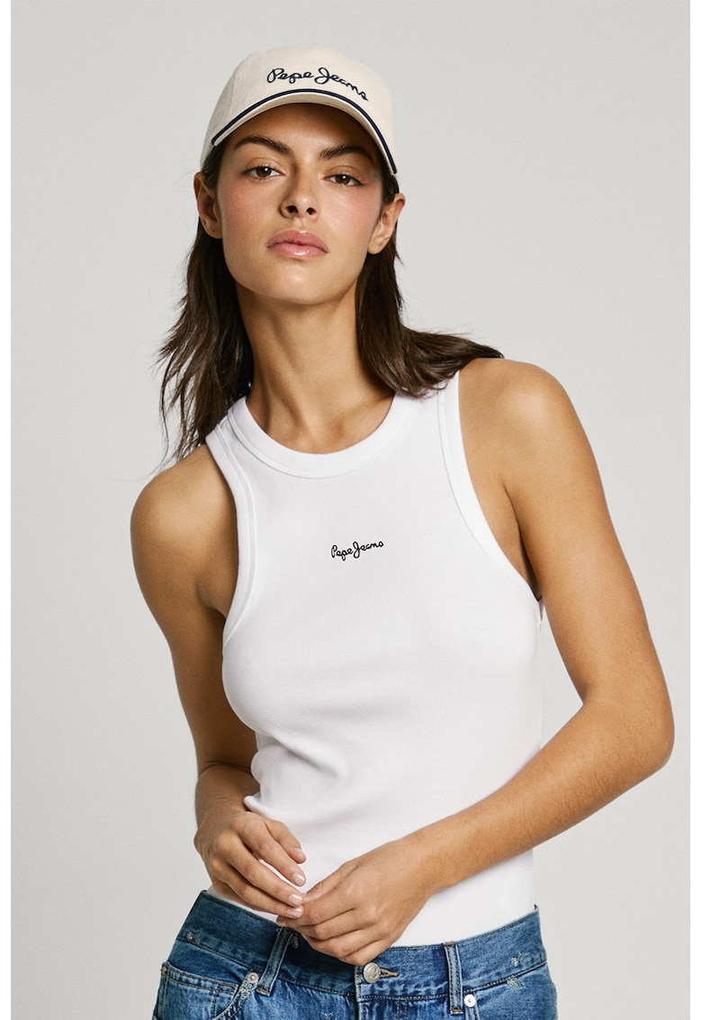 Top cu imprimeu logo - Alb