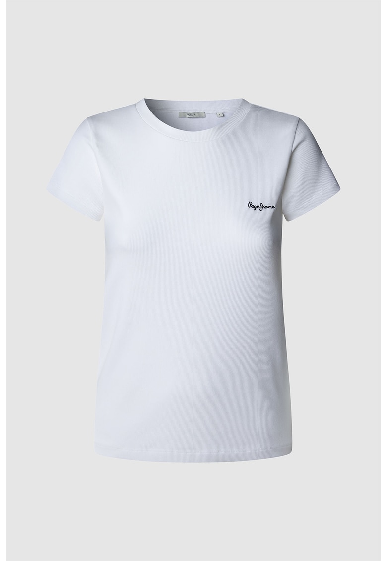 Tricou cu decolteu la baza gatului si logo brodat
