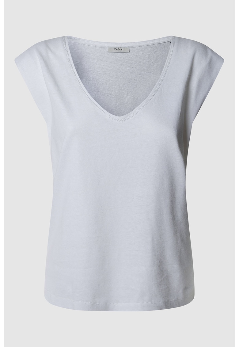 Tricou de bumbac cu decolteu in V