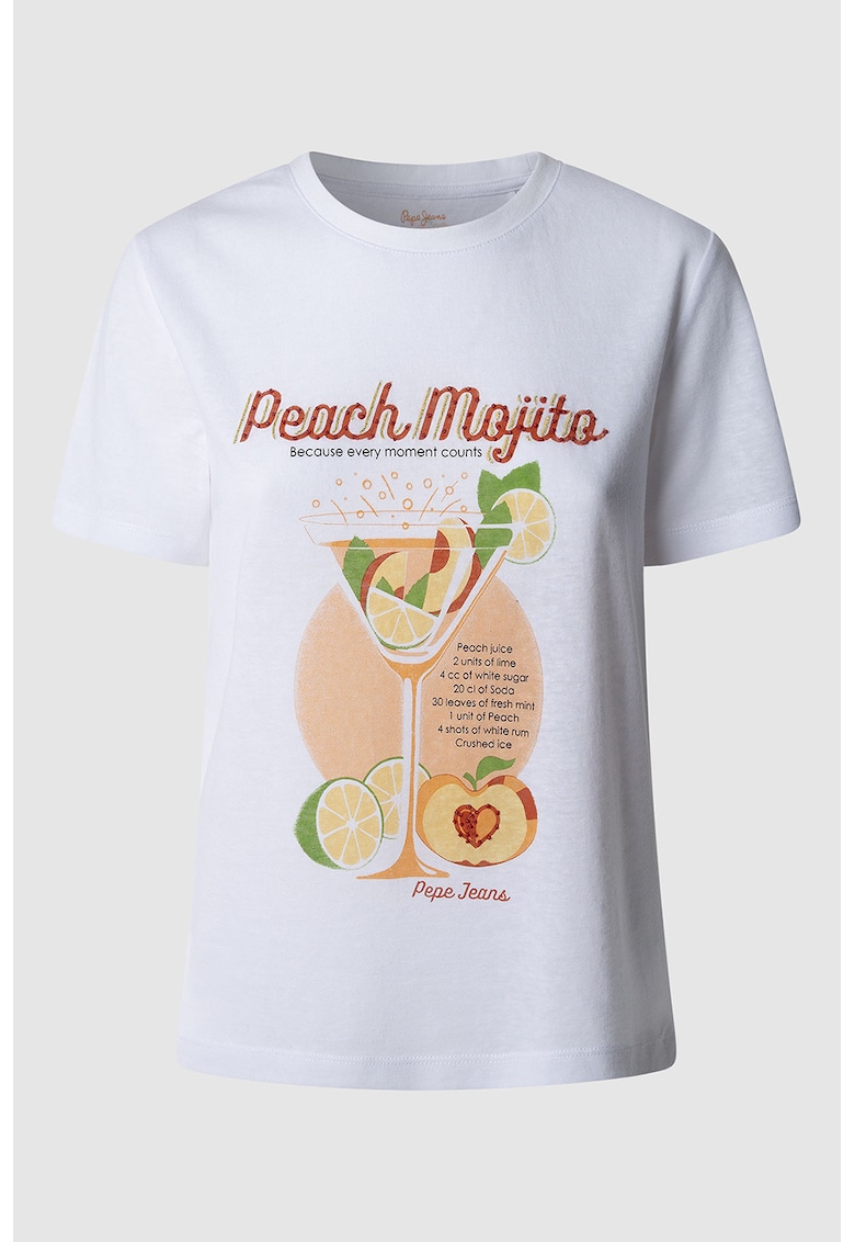 Tricou de bumbac cu imprimeu cocktail