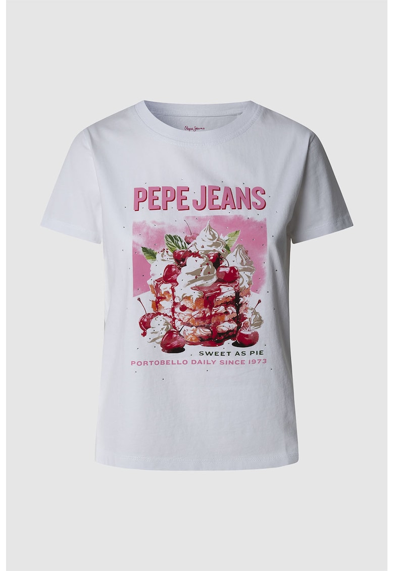 Tricou din bumbac cu strasuri