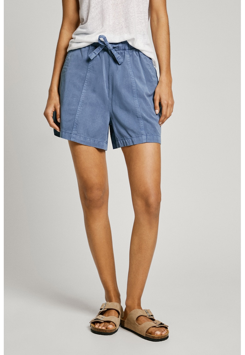 Pantaloni scurti din amestec de lyocell cu snur